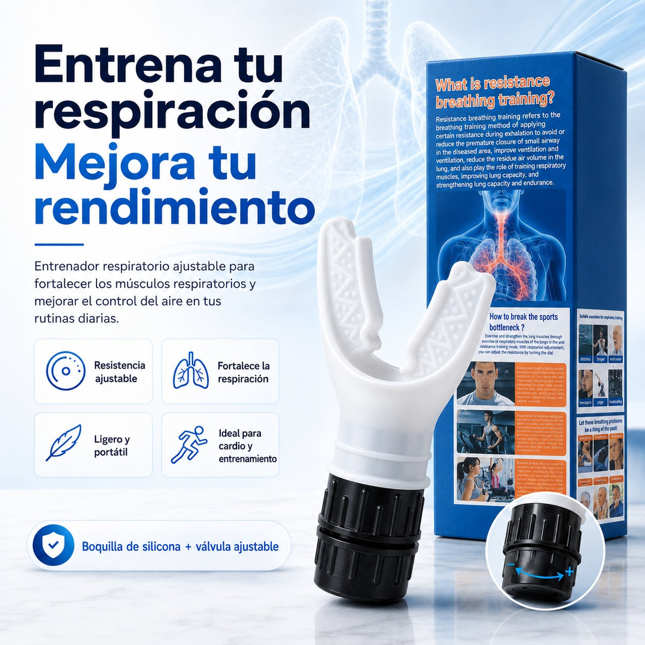 Entrenador Respiratorio Ajustable | Fortalece tu Respiración