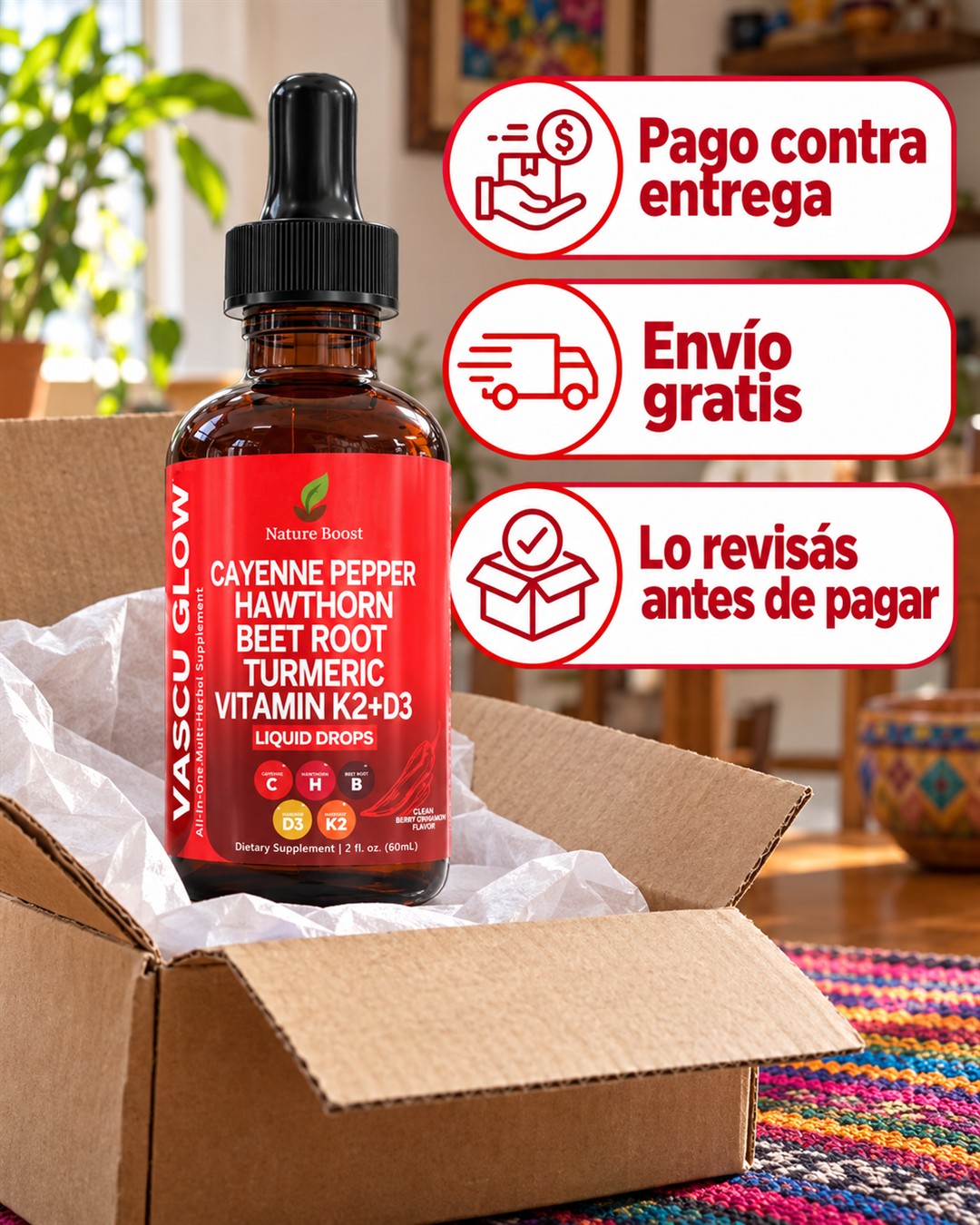 Gotas Vascu Glow Nature Boost 60 ml pago contra entrega y envío gratis