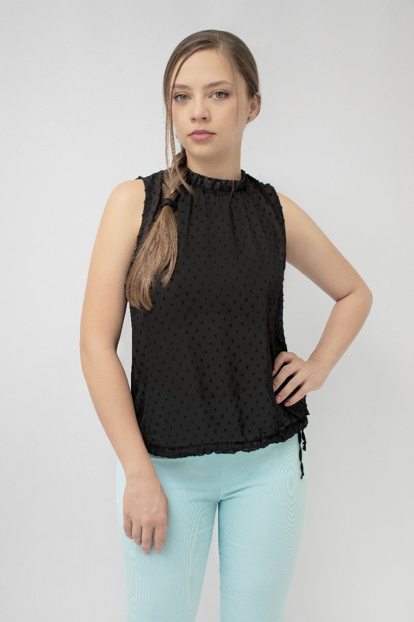 Blusa Fashion Sin Manga Cinta Al Costado