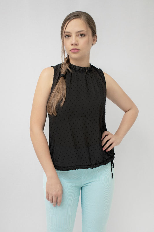 Blusa Fashion Sin Manga Cinta Al Costado