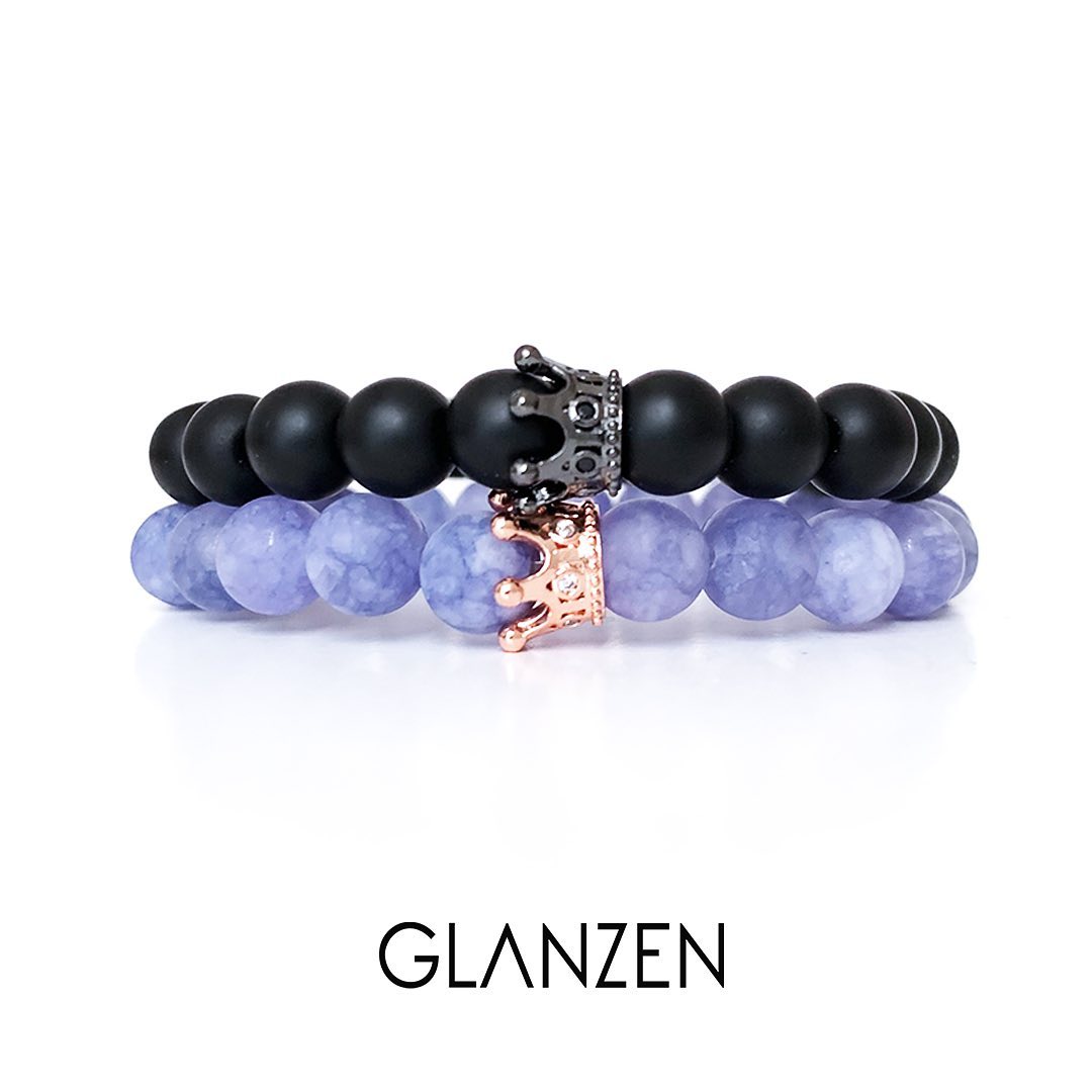 Dúo de pulseras personalizadas corona | Onyx & Cielo