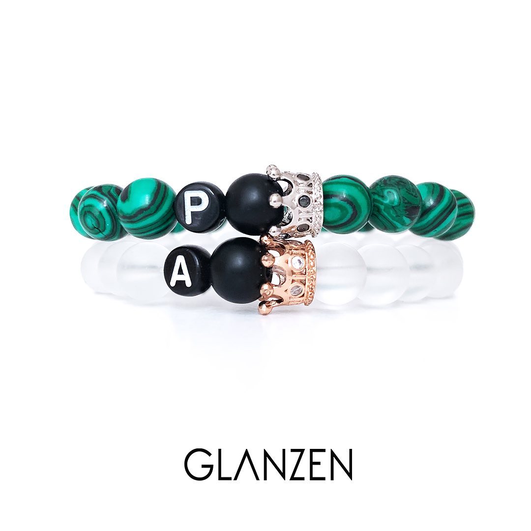 Dúo de pulseras personalizadas corona | Onyx & Cielo