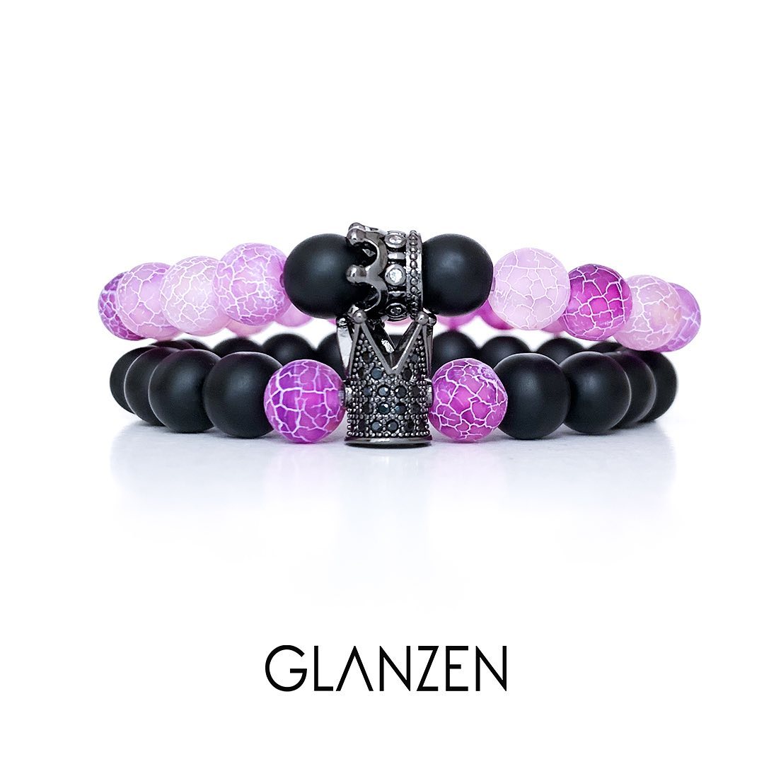 Dúo de pulseras personalizadas corona | Onyx & Cielo