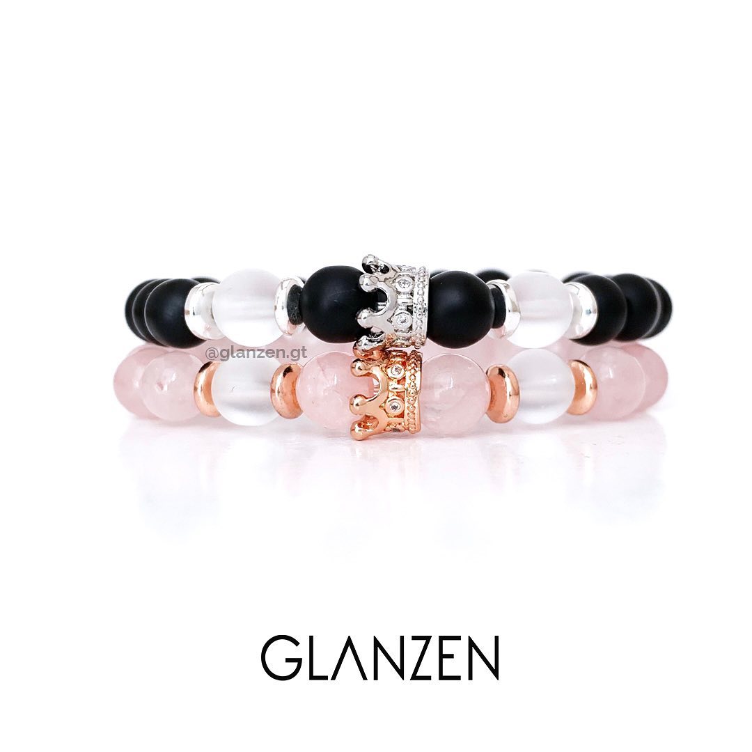 Dúo de pulseras personalizadas corona | Onyx & Cielo
