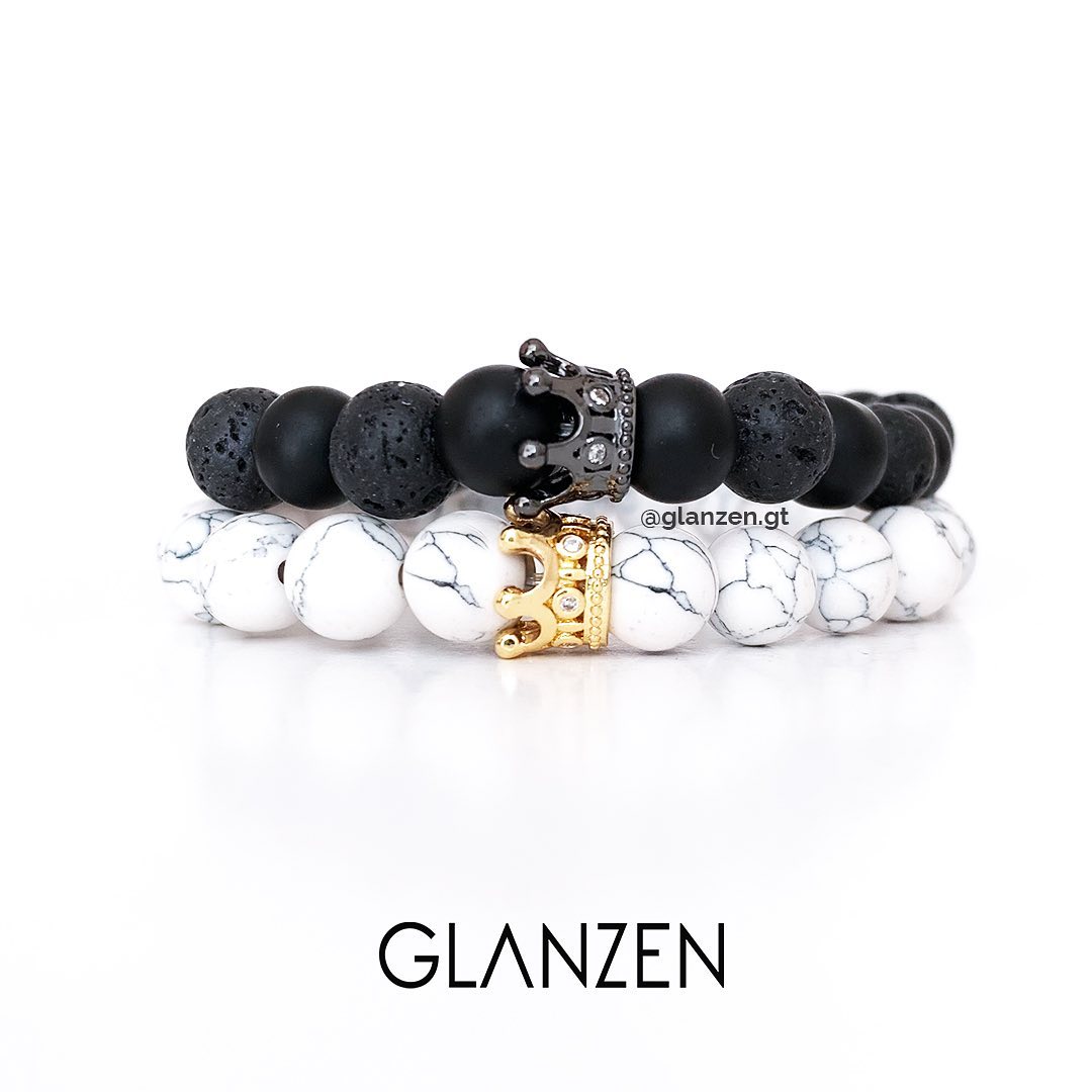 Dúo de pulseras personalizadas corona | Onyx & Cielo