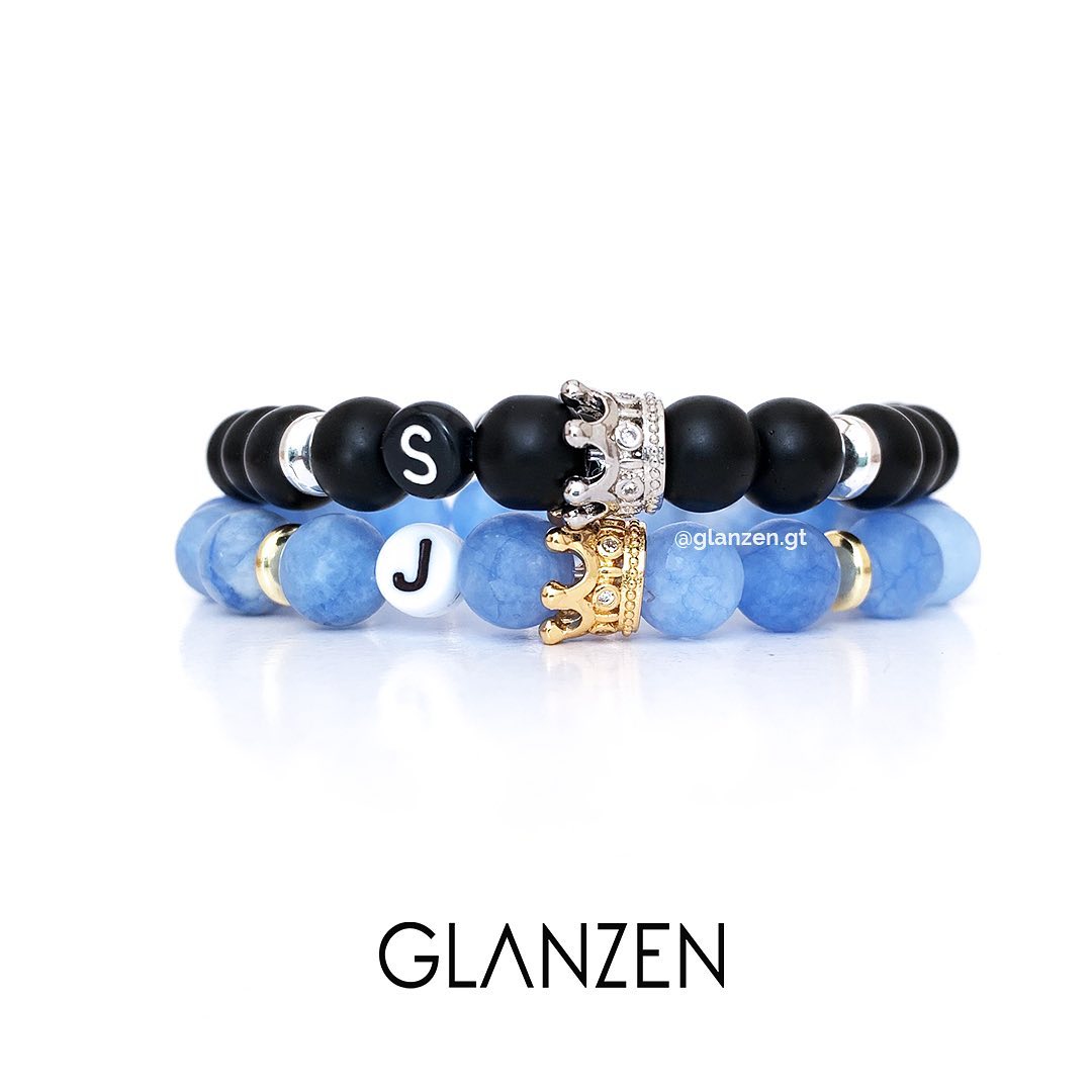 Dúo de pulseras personalizadas corona | Onyx & Cielo