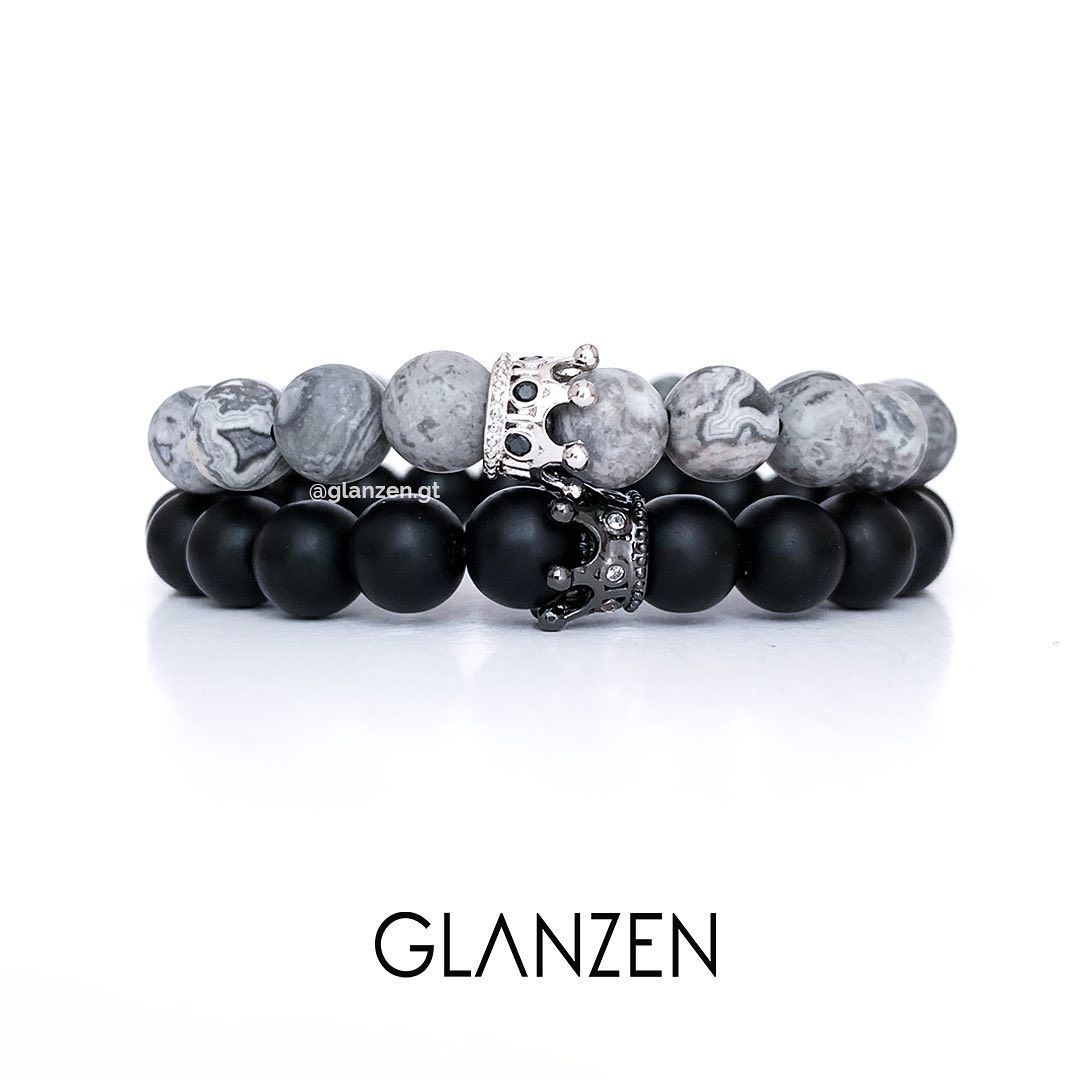 Dúo de pulseras personalizadas corona | Onyx & Cielo