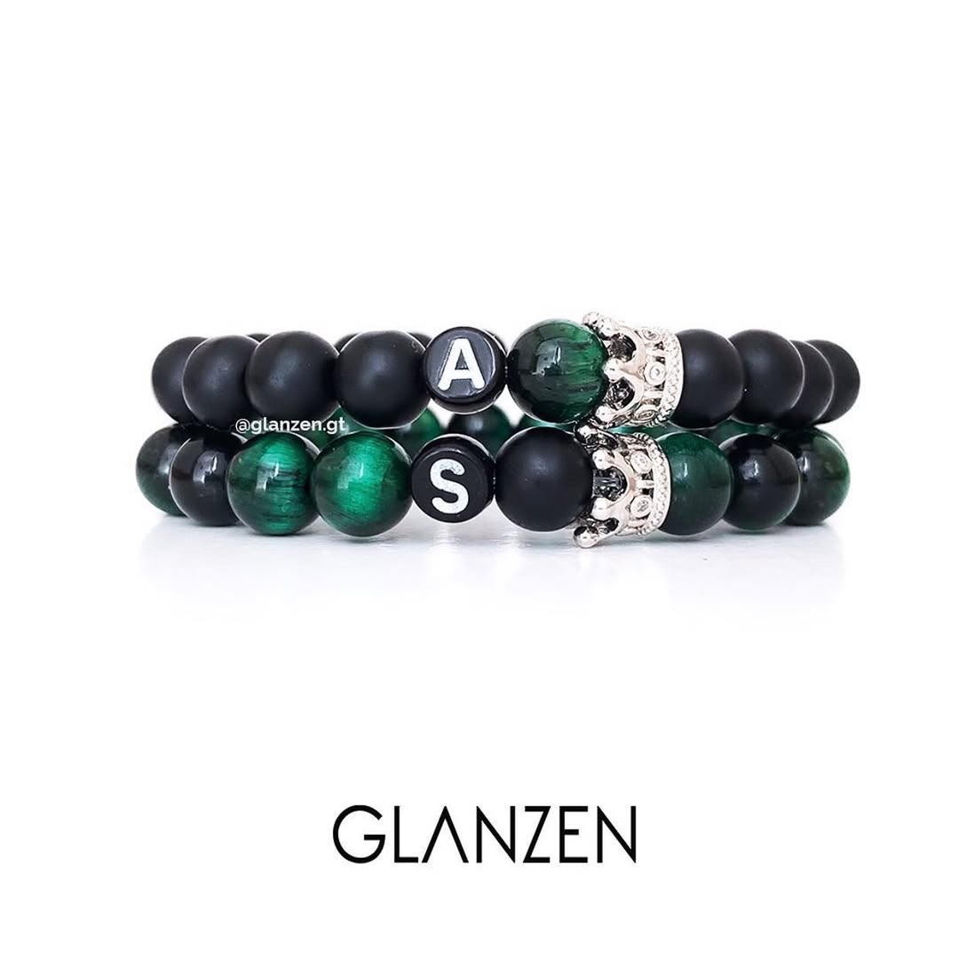 Dúo de pulseras personalizadas corona | Onyx & Cielo