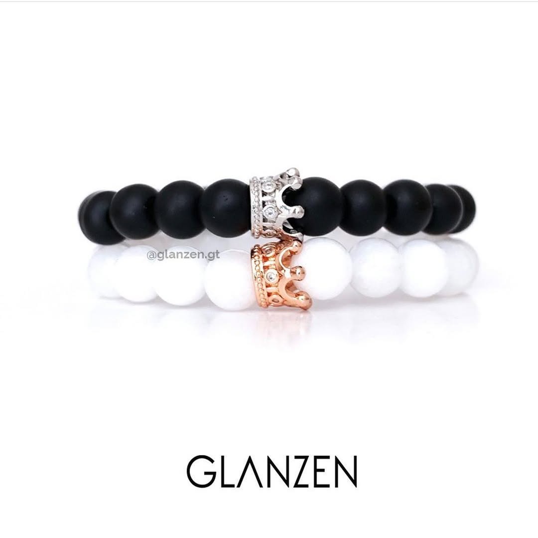 Dúo de pulseras personalizadas corona | Onyx & Cielo