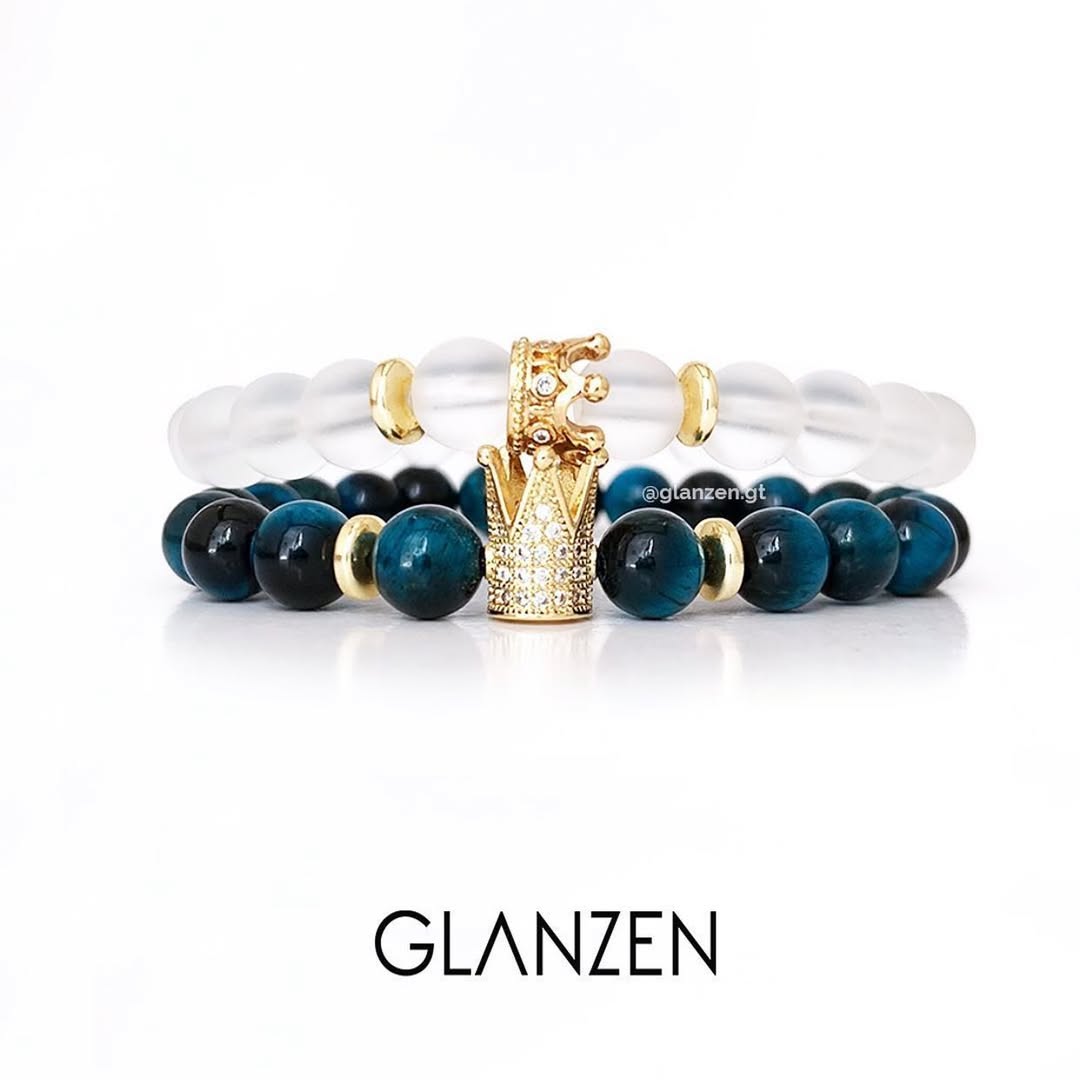 Dúo de pulseras personalizadas corona | Onyx & Cielo