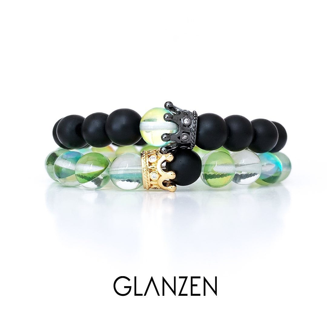 Dúo de pulseras personalizadas corona | Onyx & Cielo