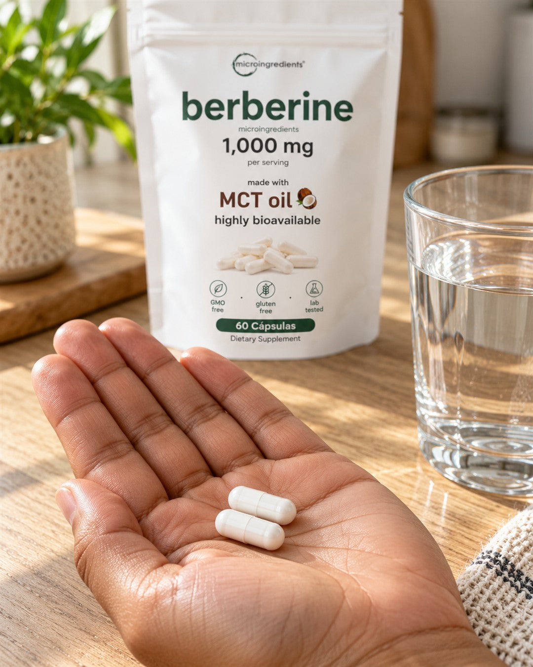 Berberina 1000 mg, porción de 2 cápsulas