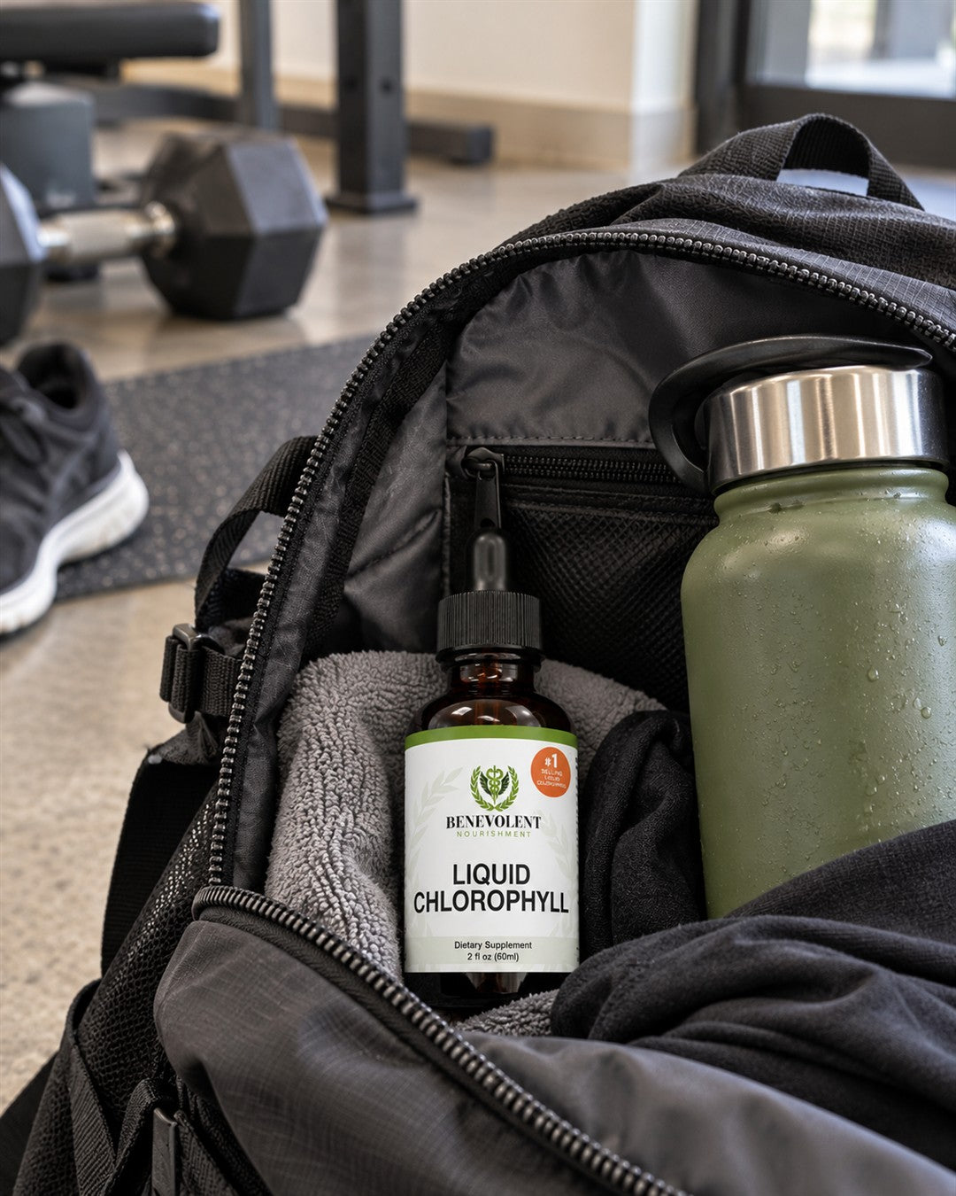 Clorofila líquida Benevolent Nourishment en su lugar de uso