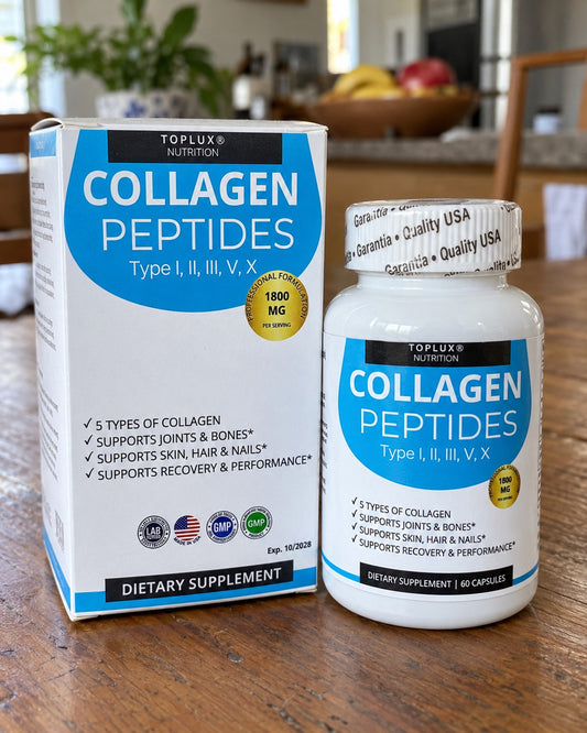 Collagen Peptides Toplux frasco y caja