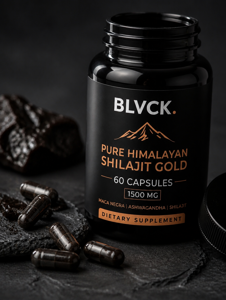 BLVCK Shilajit Gold + Maca Negra + Ashwagandha 60 Caps | Energía Masculina