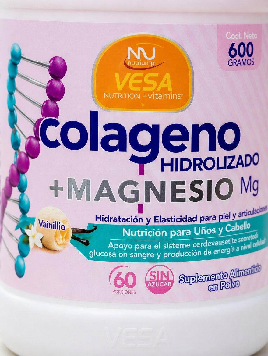 VESA Colágeno Hidrolizado + Magnesio 600g | Piel, Cabello y Uñas