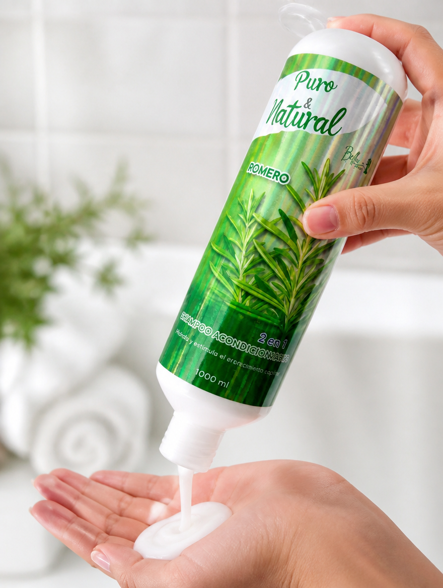 Shampoo y Acondicionador de Romero 2 en 1 | Hidrata y Estimula el Crecimiento 1000ml