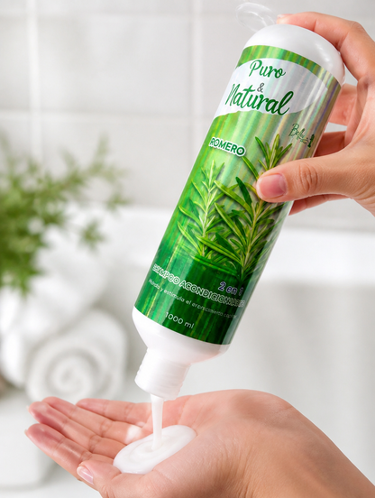 Shampoo y Acondicionador de Romero 2 en 1 | Hidrata y Estimula el Crecimiento 1000ml