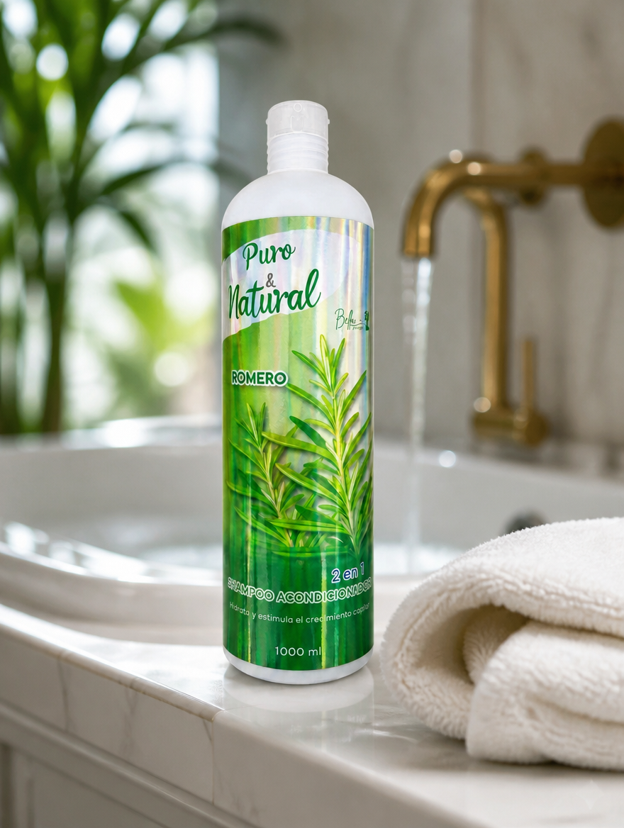 Shampoo y Acondicionador de Romero 2 en 1 | Hidrata y Estimula el Crecimiento 1000ml