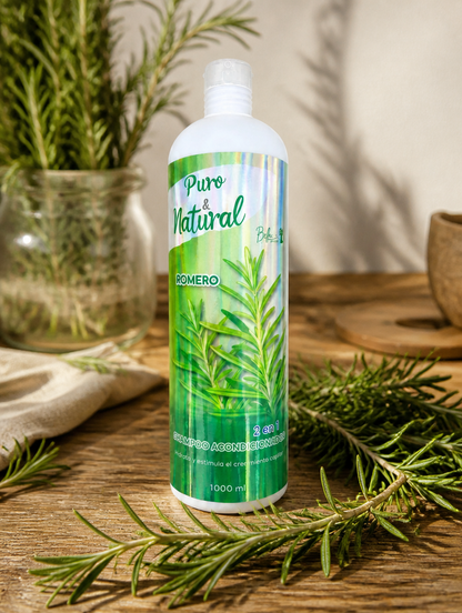 Shampoo y Acondicionador de Romero 2 en 1 | Hidrata y Estimula el Crecimiento 1000ml