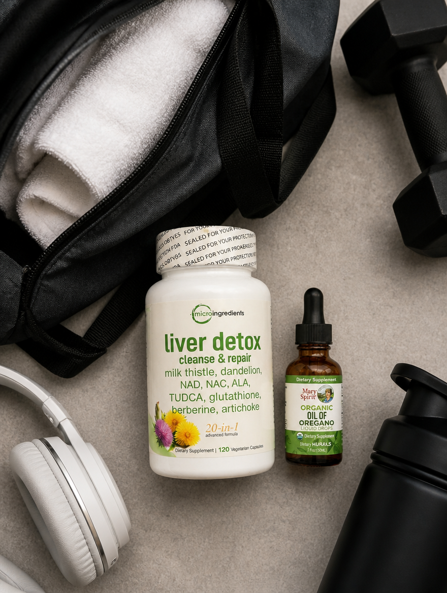 Combo Detox Hepático 20-en-1 + Aceite de Orégano Orgánico