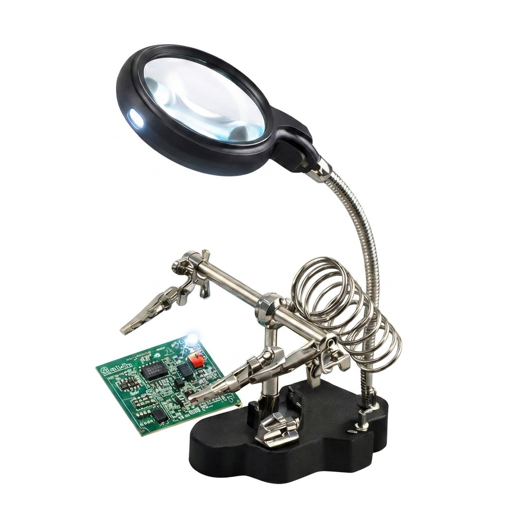 Lupa de Mano con Luz LED y Soporte Manos Libres | Ideal para Soldar y Trabajos de Precisión