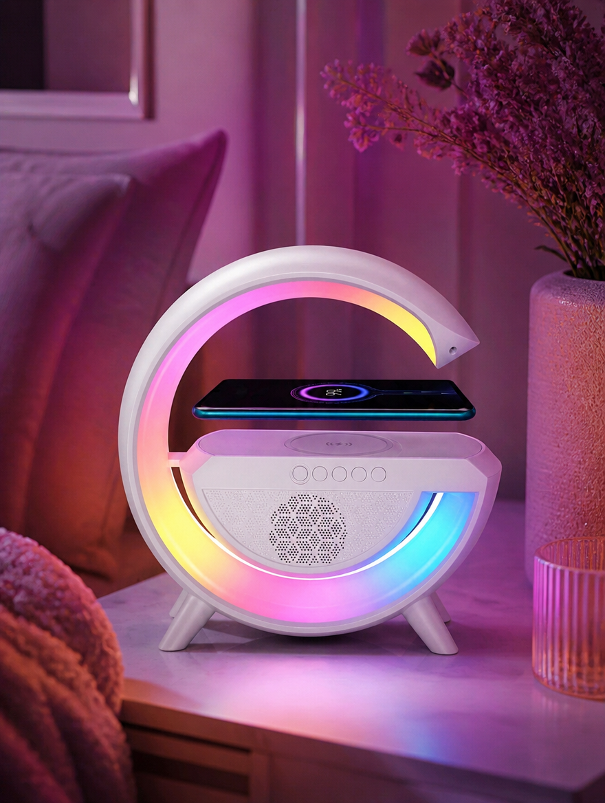 Lámpara Bocina RGB con Carga Inalámbrica | Tu Rincón Aesthetic