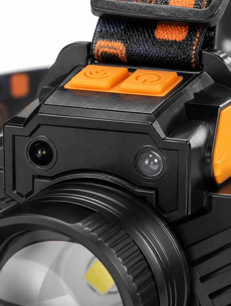 Linterna de Cabeza LED con Sensor de Movimiento | Zoom y Carga Type-C