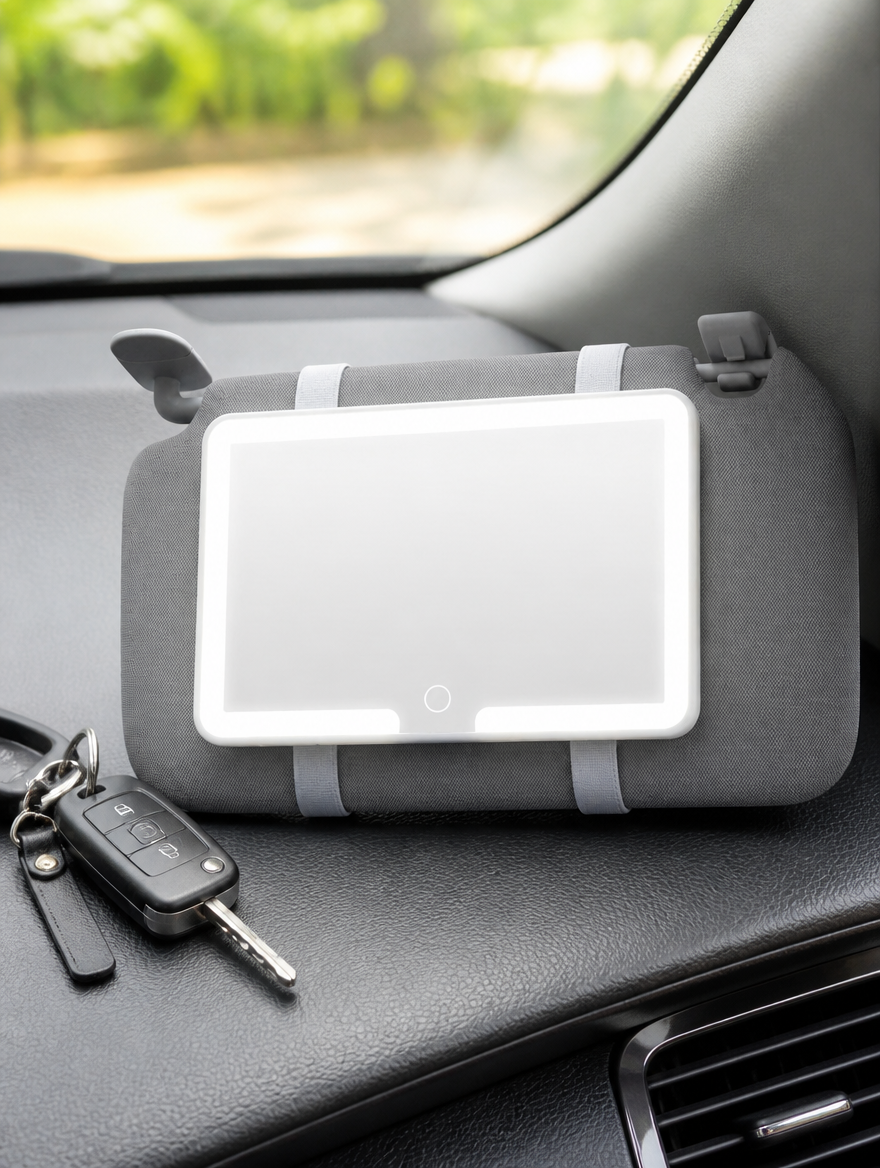 Espejo de Visera para Auto con Luz LED | Táctil, Se Adapta a la Visera