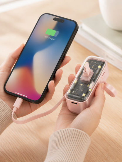 Power Bank 5000mAh con Cables Integrados | Carga tu Celular sin Cargar Cables