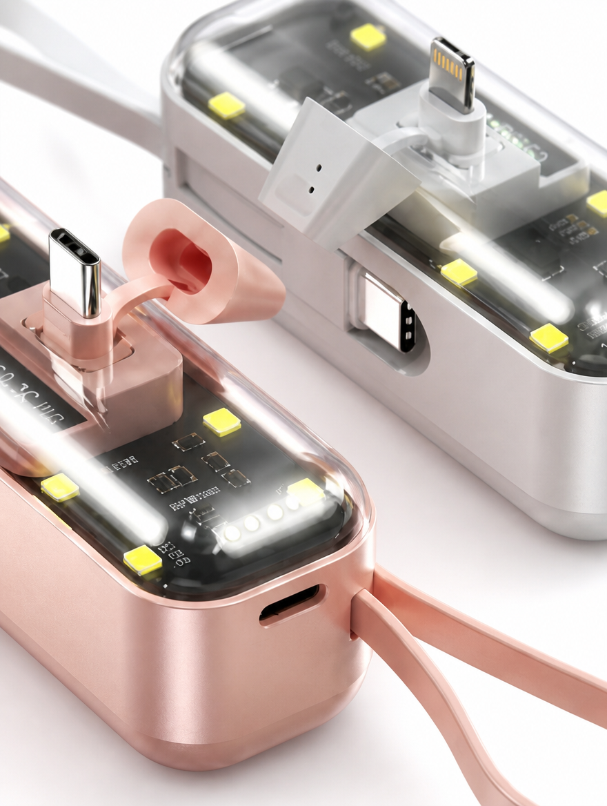 Power Bank 5000mAh con Cables Integrados | Carga tu Celular sin Cargar Cables