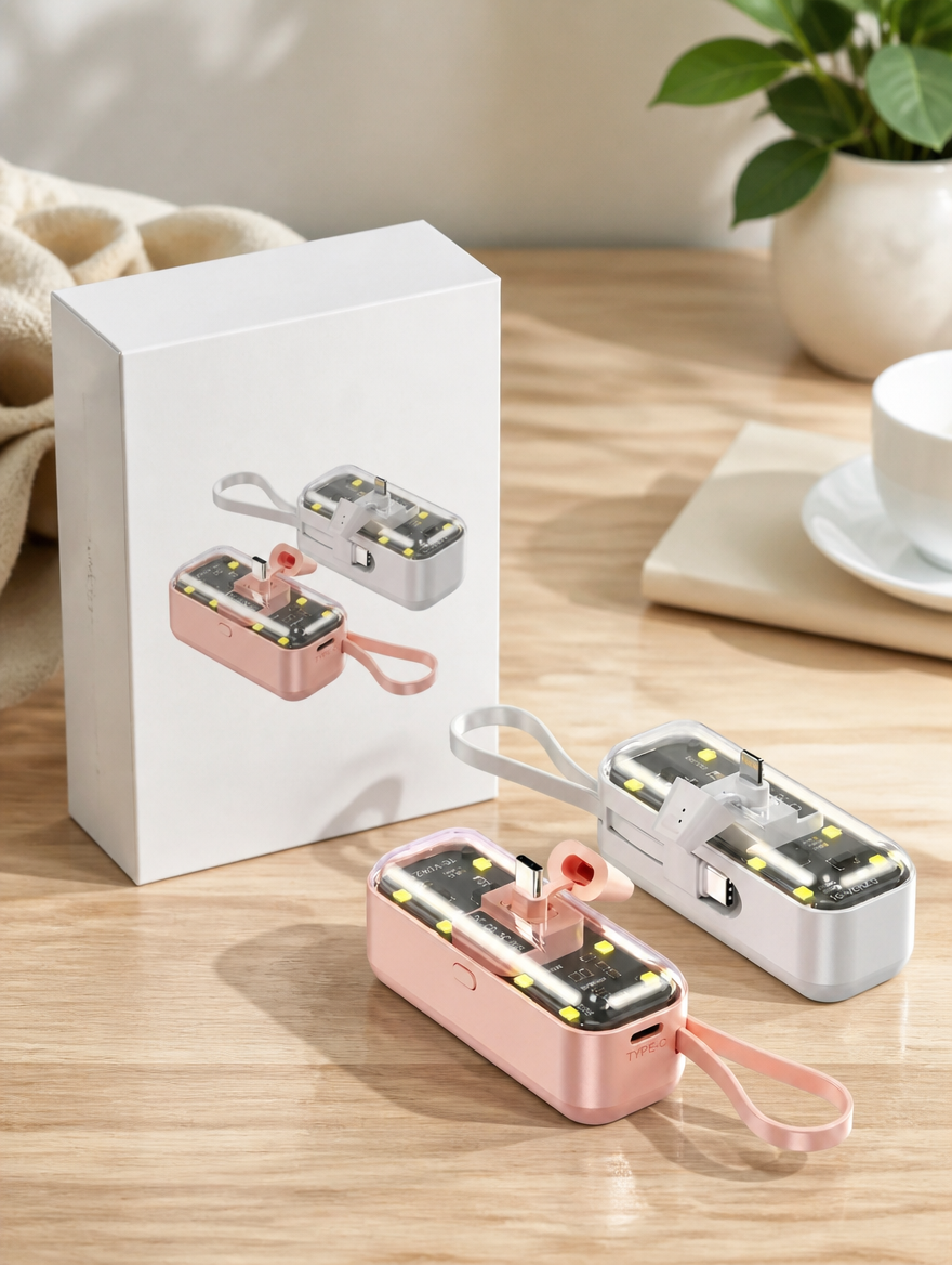 Power Bank 5000mAh con Cables Integrados | Carga tu Celular sin Cargar Cables