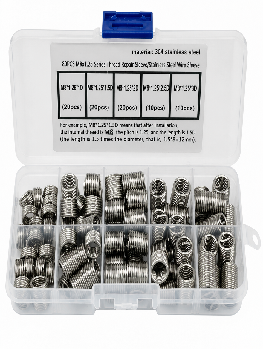 Kit Reparador de Roscas M8 | 80 Piezas para Restaurar Roscas Dañadas