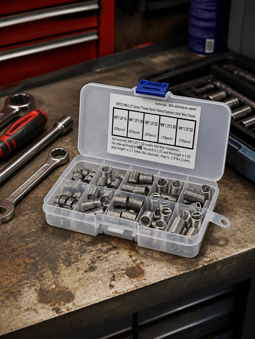 Kit Reparador de Roscas M8 | 80 Piezas para Restaurar Roscas Dañadas