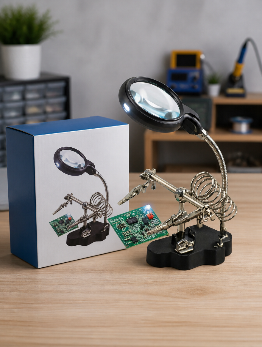 Lupa de Mano con Luz LED y Soporte Manos Libres | Ideal para Soldar y Trabajos de Precisión