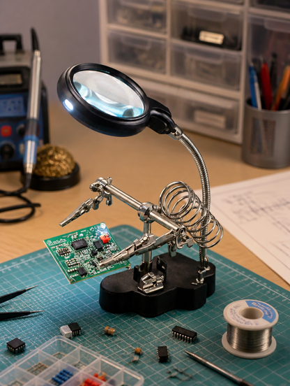 Lupa de Mano con Luz LED y Soporte Manos Libres | Ideal para Soldar y Trabajos de Precisión