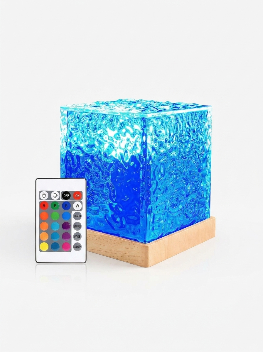 Lámpara LED Cubo Efecto Agua USB | Luz Ambiental Relajante para Escritorio