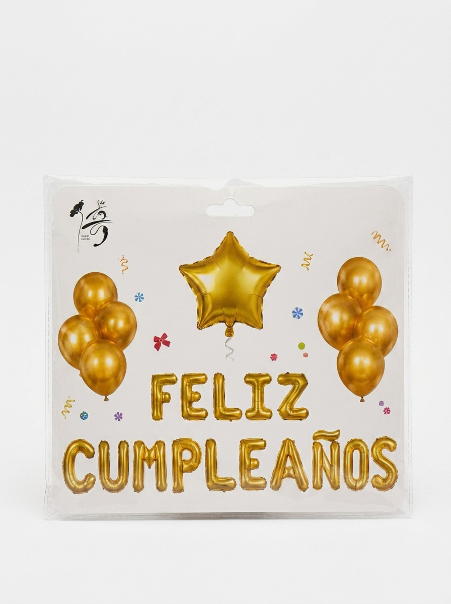 Set de Globos Feliz Cumpleaños con Pastel | Decoración Lista para la Fiesta