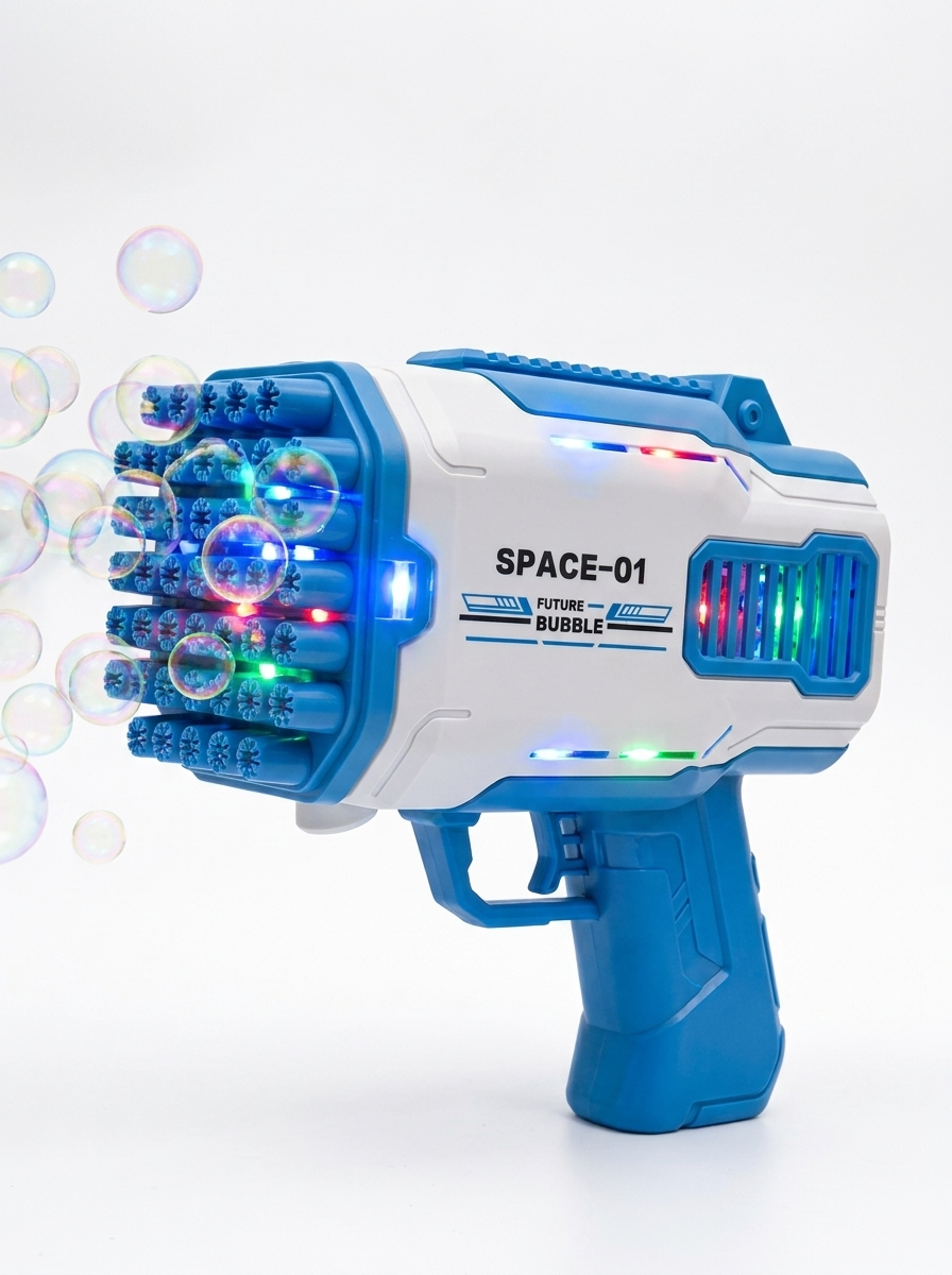 Pistola de Burbujas Espacial con Luces | Diversión Instantánea para Niños