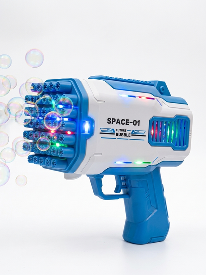 Pistola de Burbujas Espacial con Luces | Diversión Instantánea para Niños