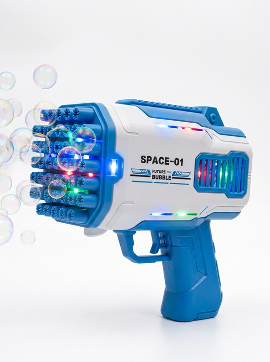 Pistola de Burbujas Espacial con Luces | Diversión Instantánea para Niños