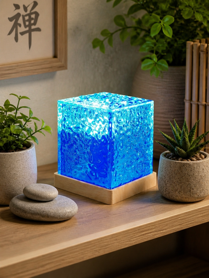 Lámpara LED Cubo Efecto Agua USB | Luz Ambiental Relajante para Escritorio