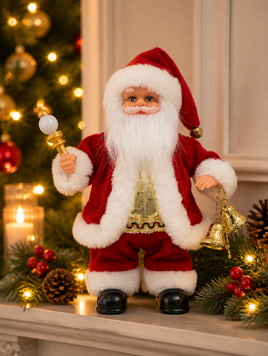 Santa Claus Decorativo de Pelo | Figura Navideña para tu Hogar