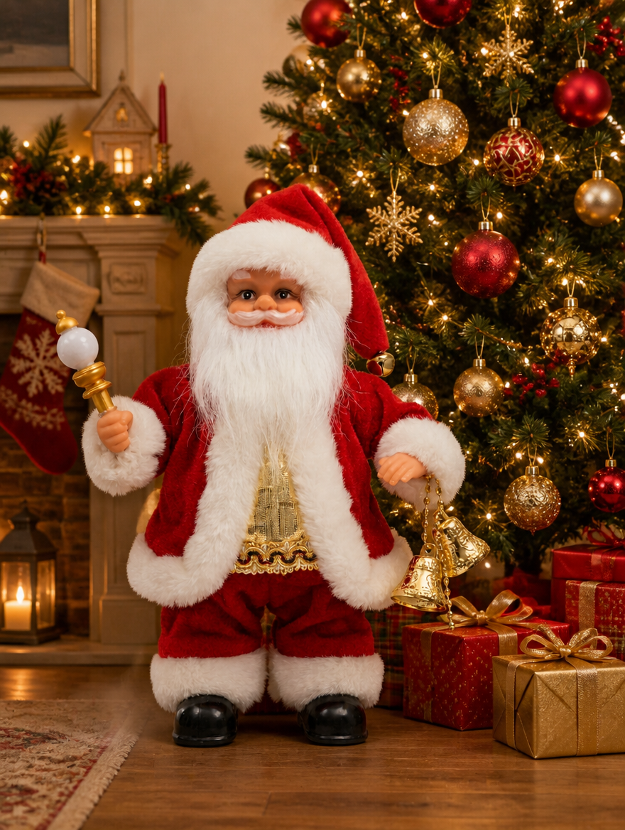 Santa Claus Decorativo de Pelo | Figura Navideña para tu Hogar