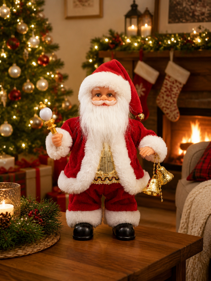 Santa Claus Decorativo de Pelo | Figura Navideña para tu Hogar