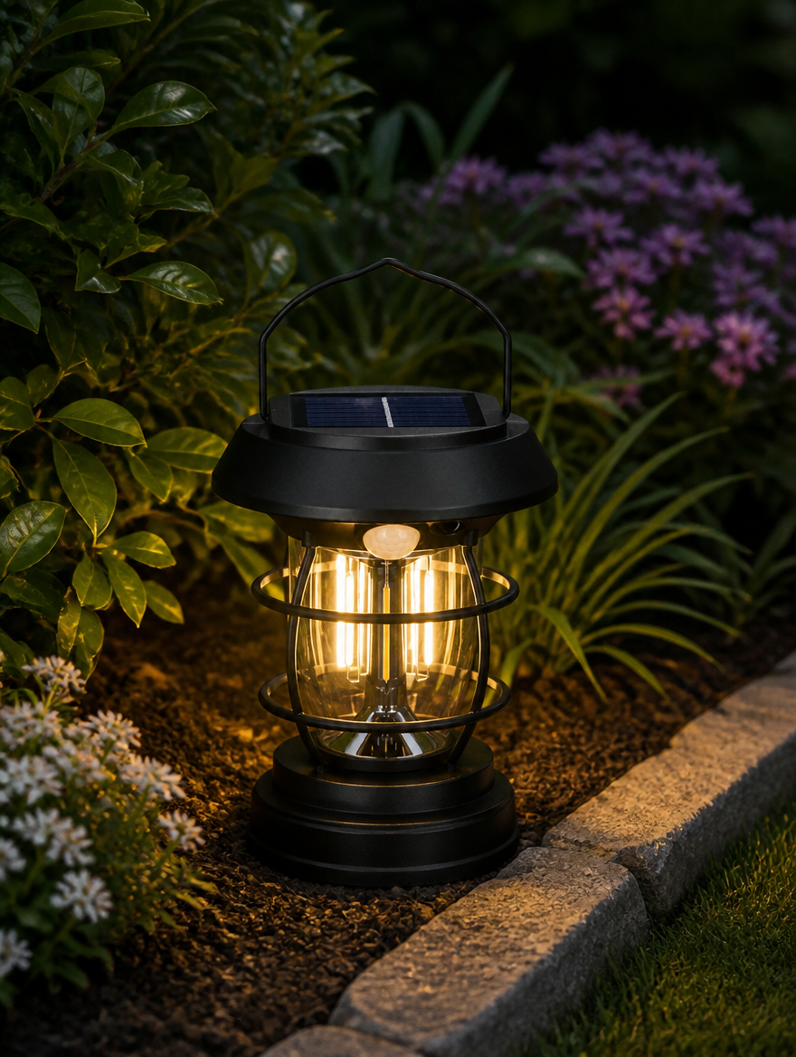 Lámpara Solar con Sensor de Movimiento | Iluminación Exterior Automática