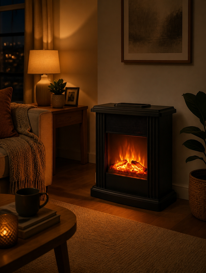 Calefactor Eléctrico Portátil Efecto Chimenea | Calor Instantáneo para tu Hogar