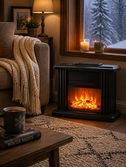 Calefactor Eléctrico Portátil Efecto Chimenea | Calor Instantáneo para tu Hogar