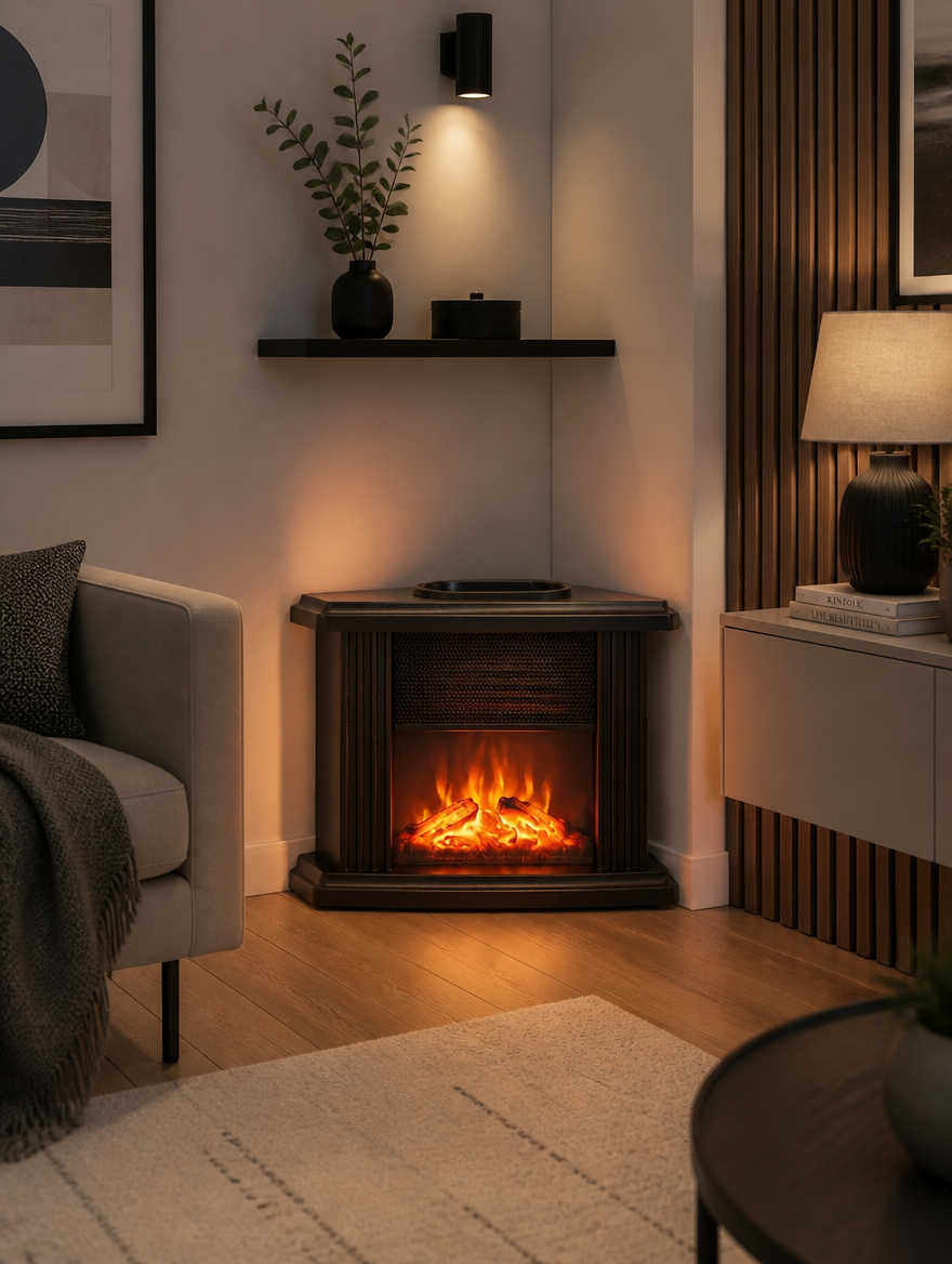 Calefactor Eléctrico Portátil Efecto Chimenea | Calor Instantáneo para tu Hogar