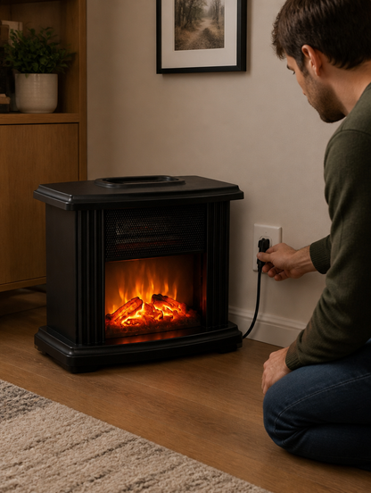 Calefactor Eléctrico Portátil Efecto Chimenea | Calor Instantáneo para tu Hogar